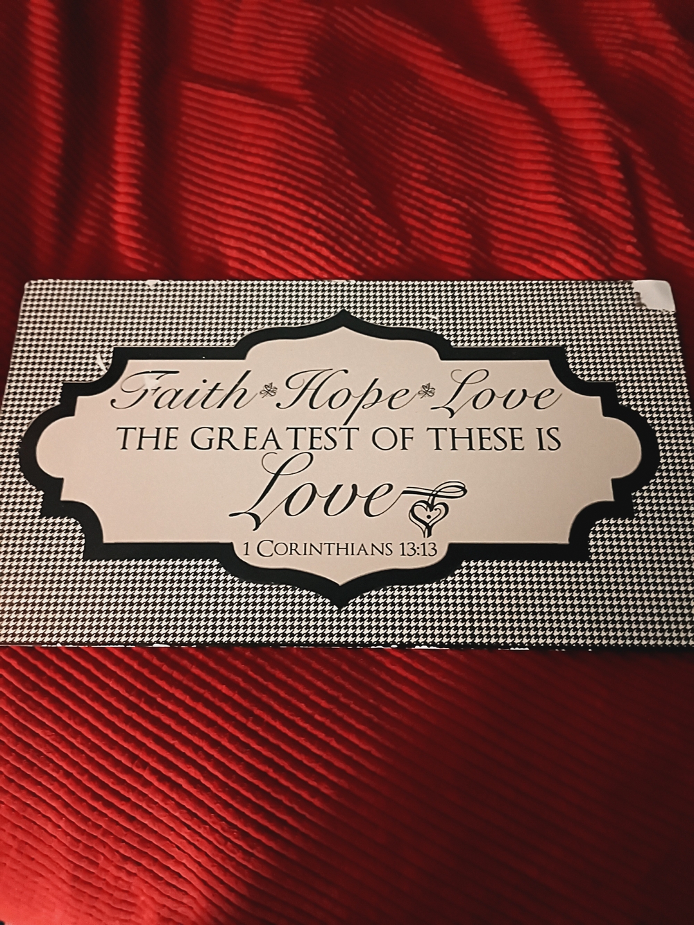 Faith Hope Love Wall Plaque - Black & White Script